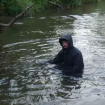 swimming in a snowsuit